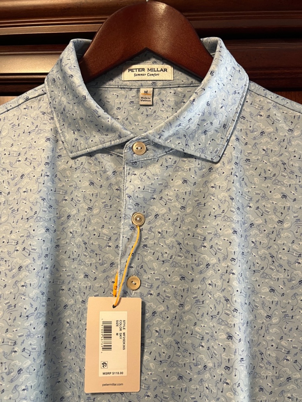 New Peter Millar Summer Comfort Stretch Music 🎼 🎶 melodies themed Golf ⛳️ Polo!